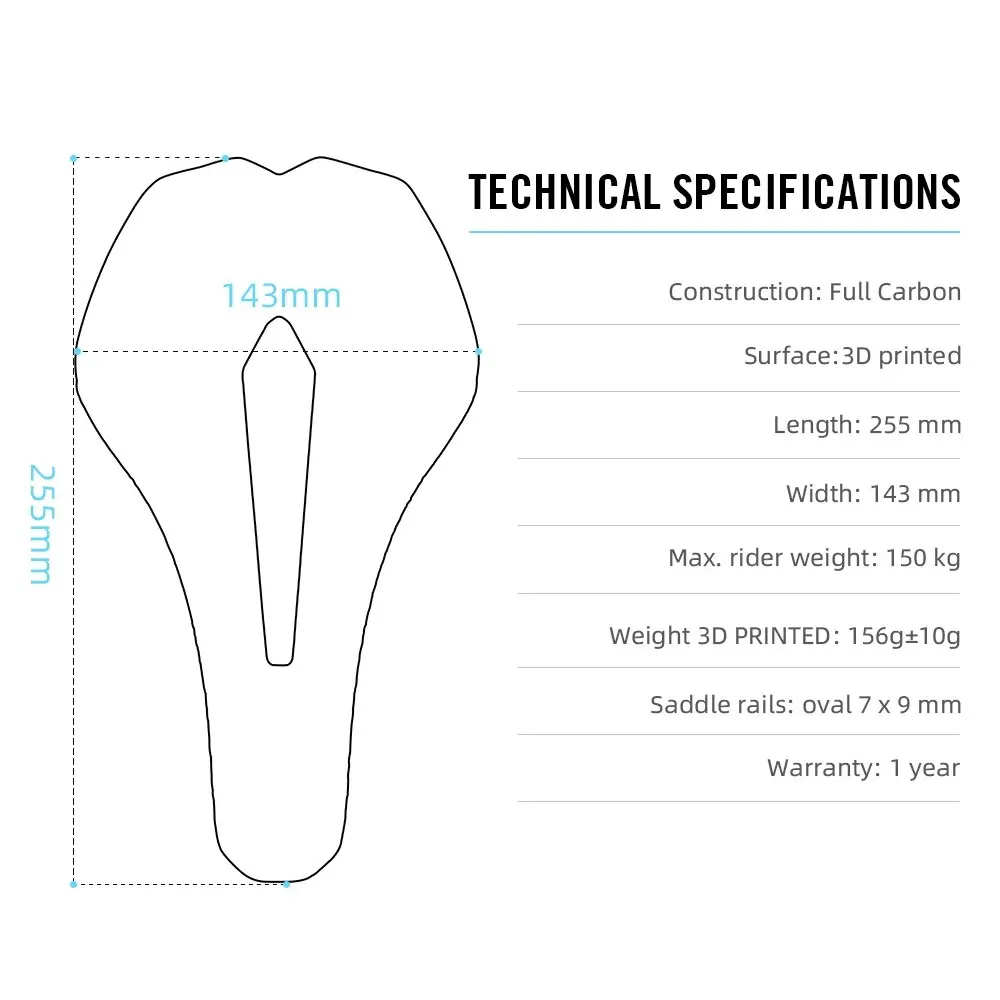 Carbon 3D Printed Bike Saddle Ultralight Road MTB Seat Parts Racing 7x9mm 115g Seating Cushion Cycling Bicycle