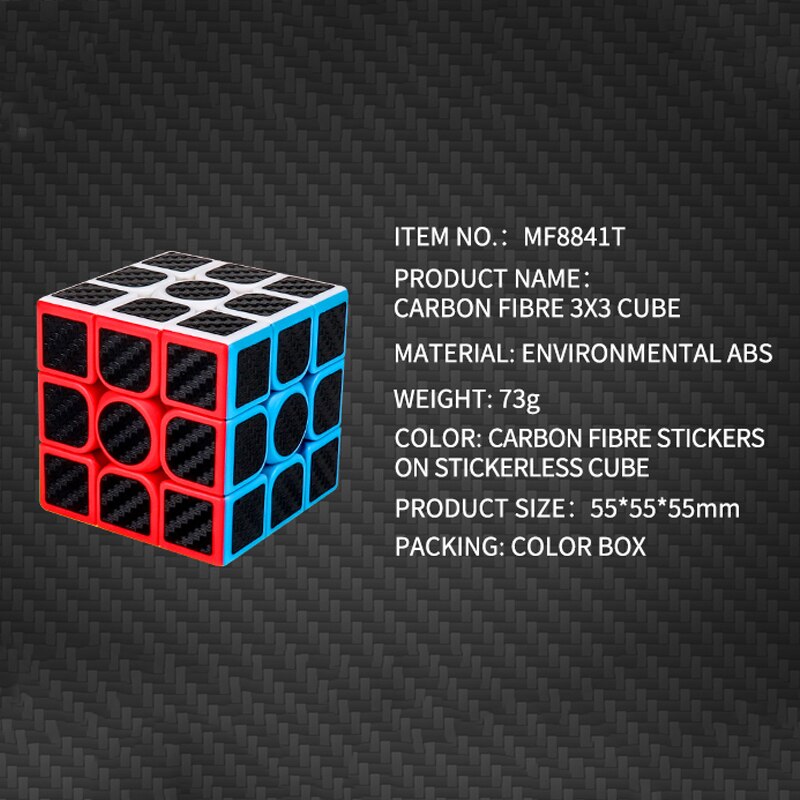 Carbon Fiber Sticker 3x3x3 Magic Cube Professional Speed Cubo Magico Educational Gifts Kids Fingertip Decompression