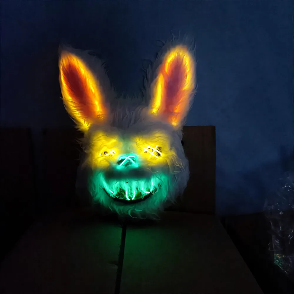 Carnival EL Wire Bunny Mask Masquerade LED Rabbit Mask Glowing Halloween Party Mask For Birthday Wedding Party Cosplay Carnival EL Wire Bunny Mask Masquerade LED Rabbit Mask Glowing Halloween Party Mask For Birthday Wedding Party Cosplay