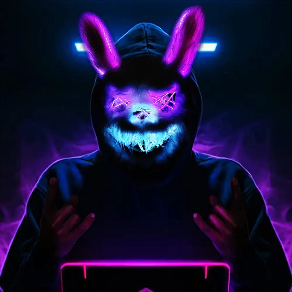 Carnival EL Wire Bunny Mask Masquerade LED Rabbit Mask Glowing Halloween Party Mask For Birthday Wedding Party Cosplay Carnival EL Wire Bunny Mask Masquerade LED Rabbit Mask Glowing Halloween Party Mask For Birthday Wedding Party Cosplay