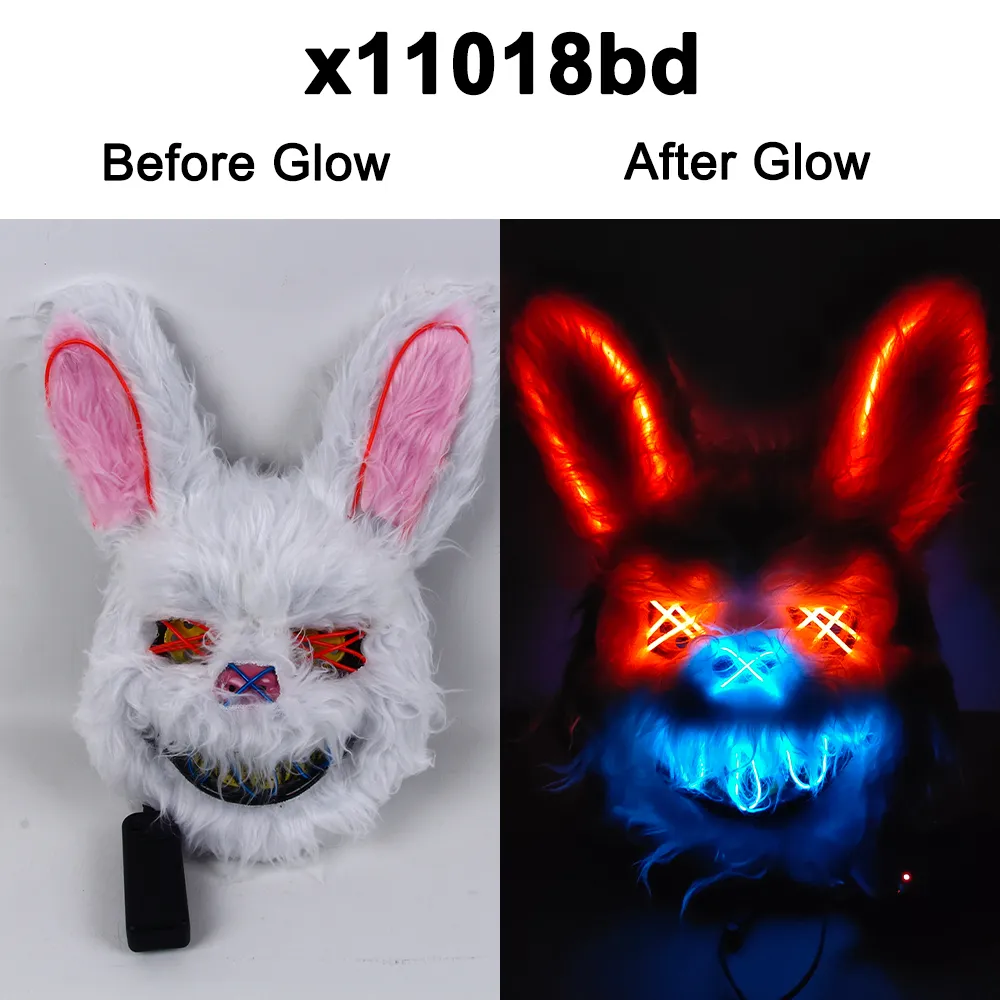 Carnival EL Wire Bunny Mask Masquerade LED Rabbit Mask Glowing Halloween Party Mask For Birthday Wedding Party Cosplay Carnival EL Wire Bunny Mask Masquerade LED Rabbit Mask Glowing Halloween Party Mask For Birthday Wedding Party Cosplay