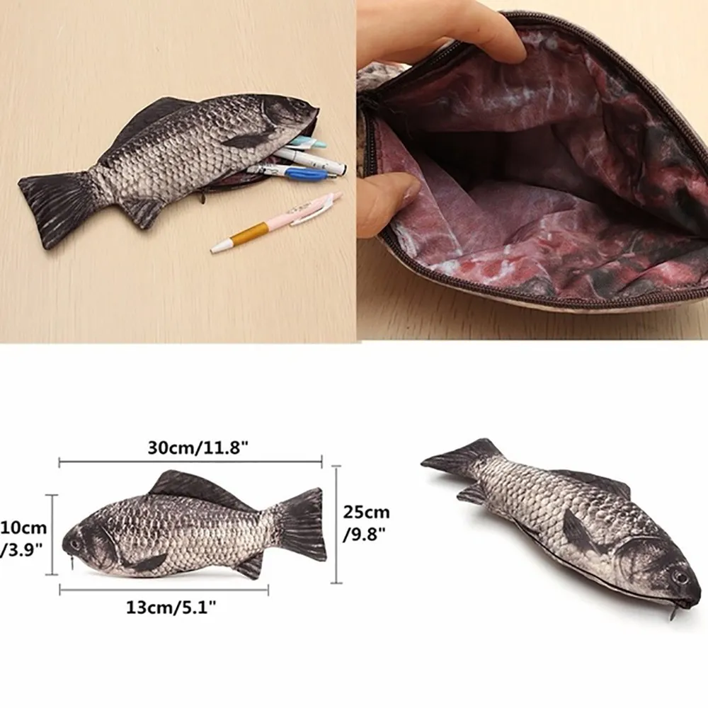 Carp Pen Bag Realistic Fish Shape Make-up Pouch Pen Pencil Case With Zipper Makeup Pouch Casual Gift Toiletry Wash Carp Pen Bag Realistic Fish Shape Make-up Pouch Pen Pencil Case With Zipper Makeup Pouch Casual Gift Toiletry Wash