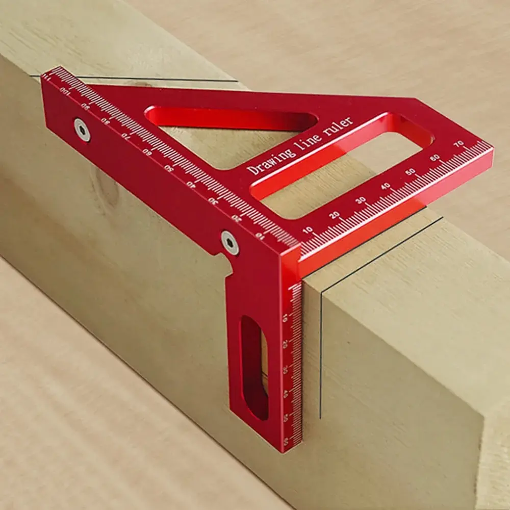 Carpenter Square -Woodworking Square Protractor Aluminum Miter Triangle Ruler 3D Multi Angle 45/90 Degree Layout