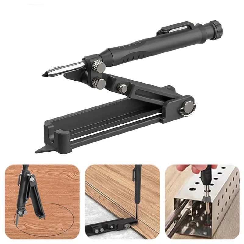 Carpentry Graffiti Line Measuring Hand Tools Multi-function Scribing Tool Aluminum Alloy Scribe Tool With Deep Hole