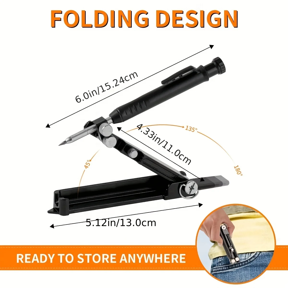 Carpentry Graffiti Line Measuring Hand Tools Multi-function Scribing Tool Aluminum Alloy Scribe Tool With Deep Hole