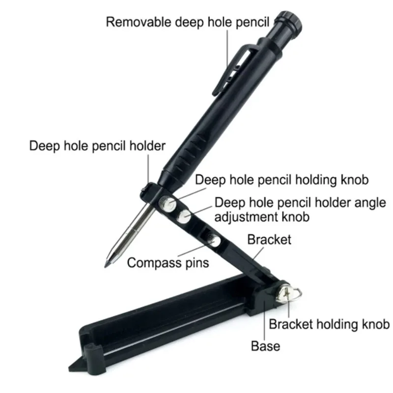Carpentry Graffiti Line Measuring Hand Tools Multi-function Scribing Tool Aluminum Alloy Scribe Tool With Deep Hole