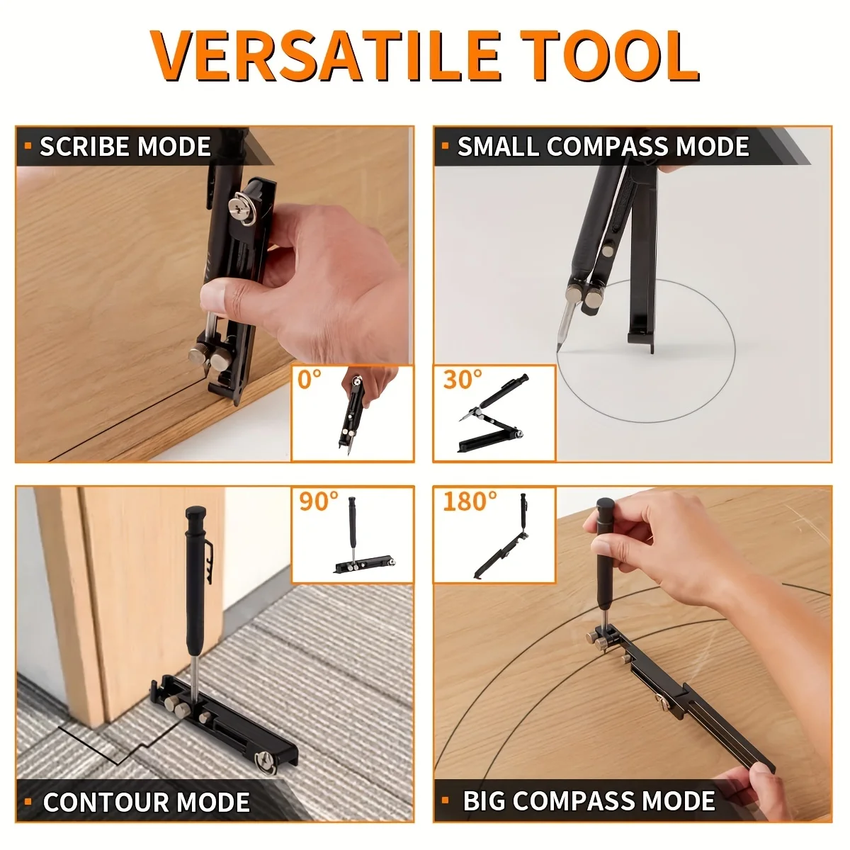 Carpentry Graffiti Line Measuring Hand Tools Multi-function Scribing Tool Aluminum Alloy Scribe Tool With Deep Hole
