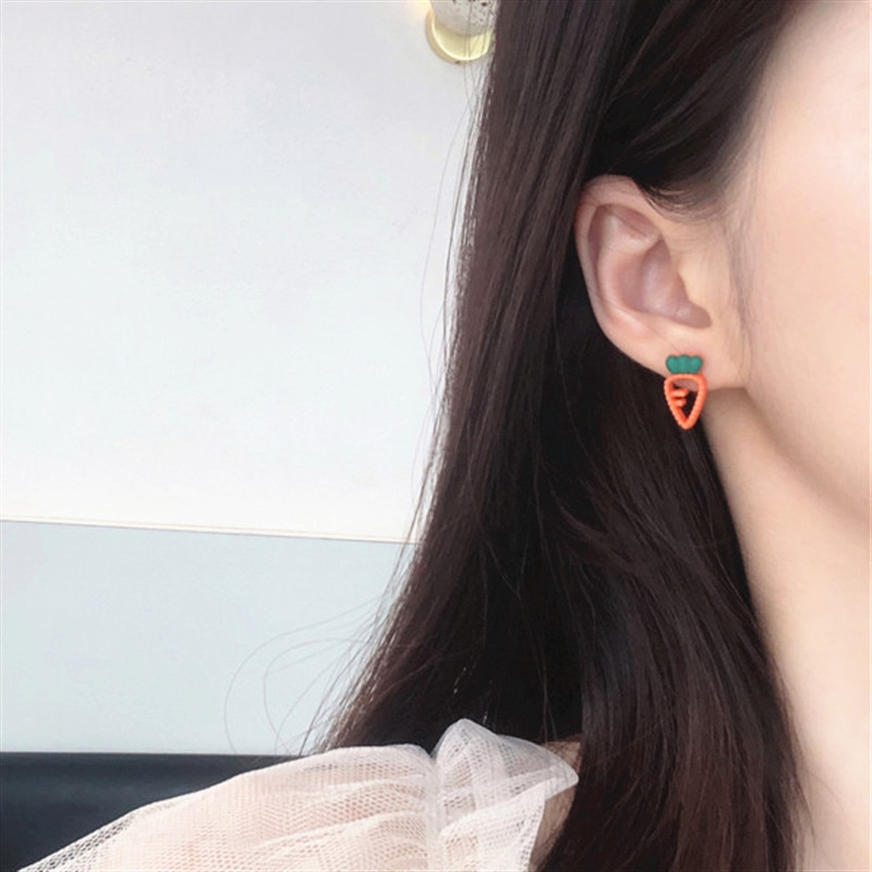 Carrot Earrings Cute Ladies Jewelry