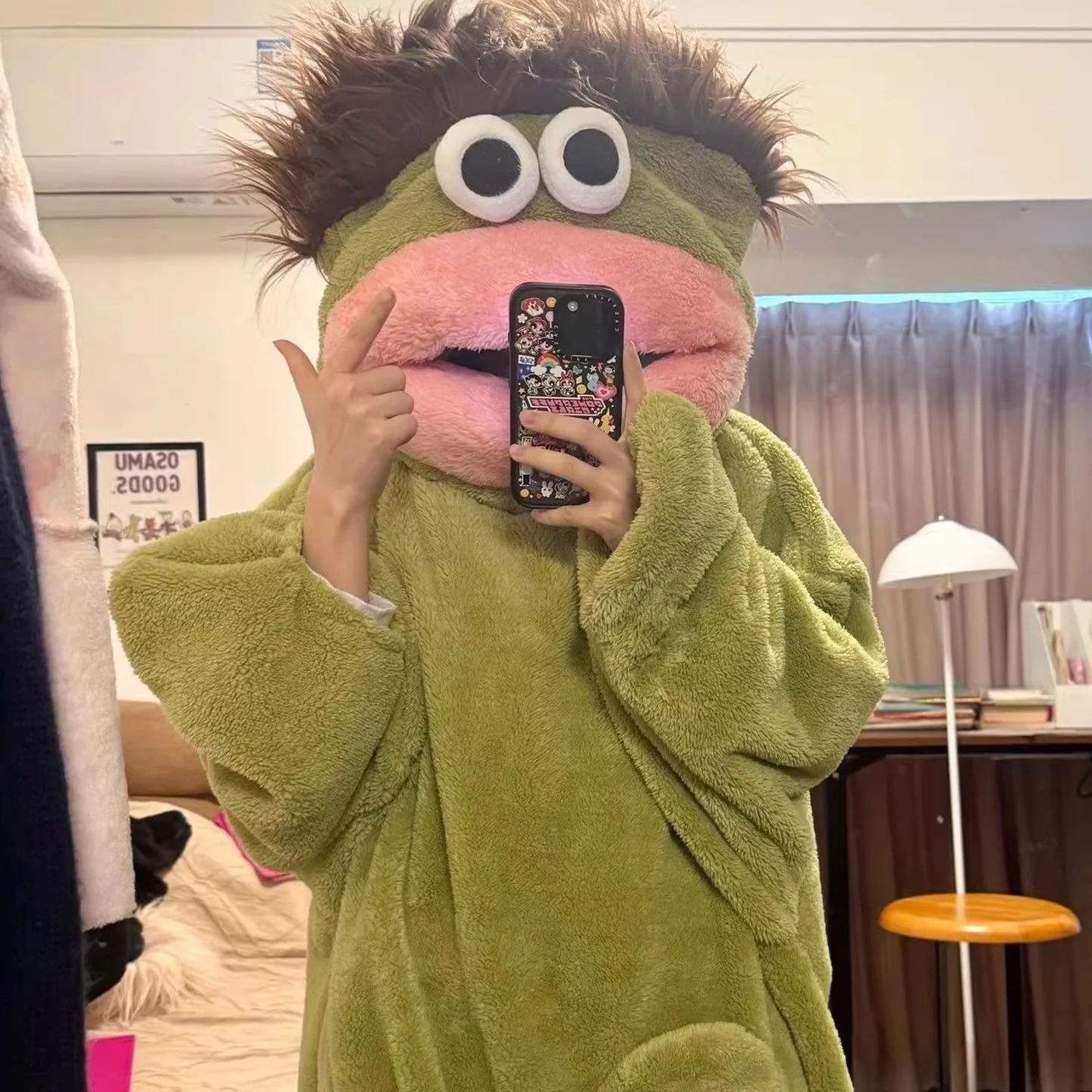 Cartoon Big Mouth Monster Cute Funny Onesie Pajamas Thickened Coral Fleece Homewear For Couples Men Women Autumn Winter Cartoon Big Mouth Monster Cute Funny Onesie Pajamas Thickened Coral Fleece Homewear For Couples Men Women Autumn Winter