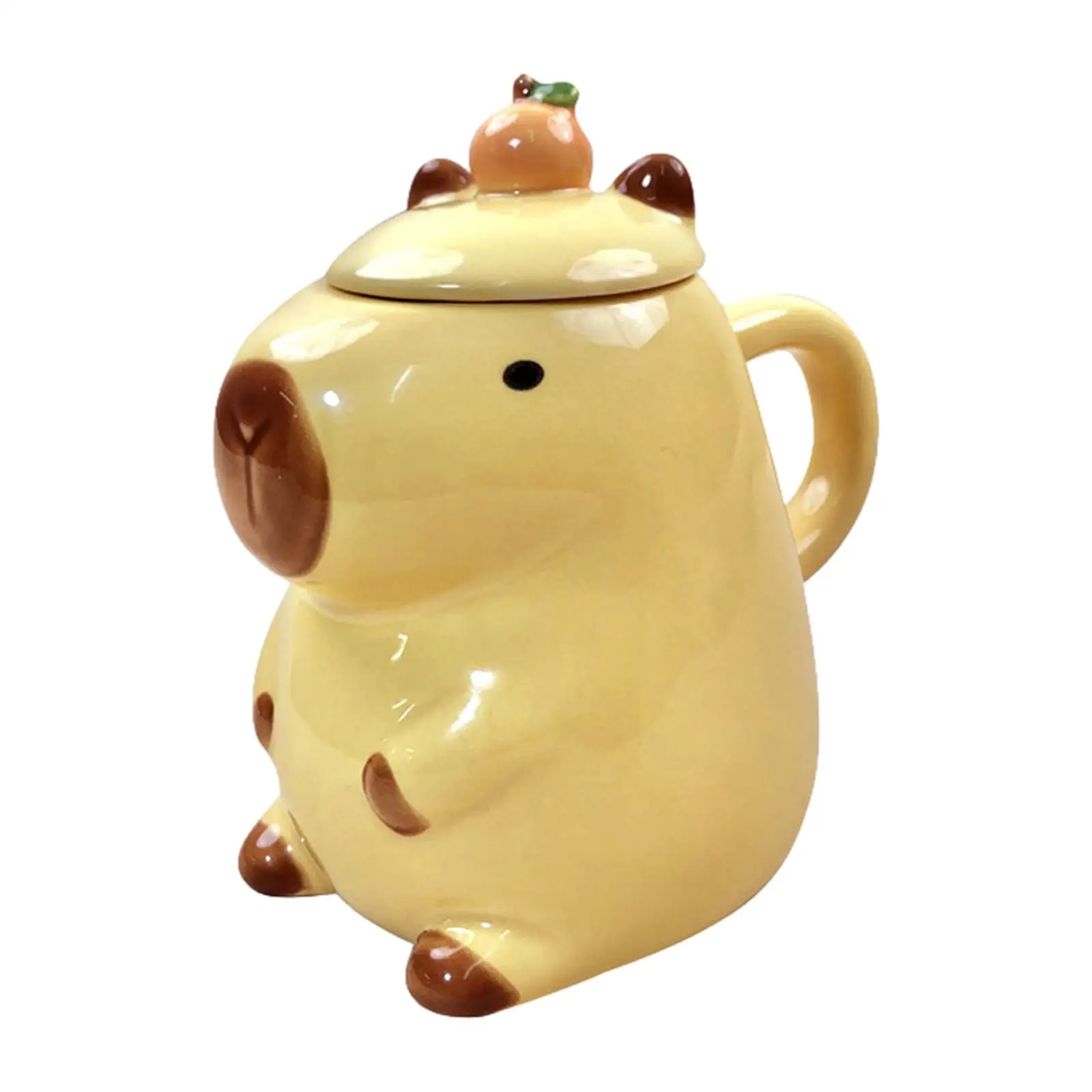 Cartoon Capybara Mug – Kids Gift Ceramic Coffee Mug for Adults (450ml) with a Lid, Perfect for Holiday Parties, Desk