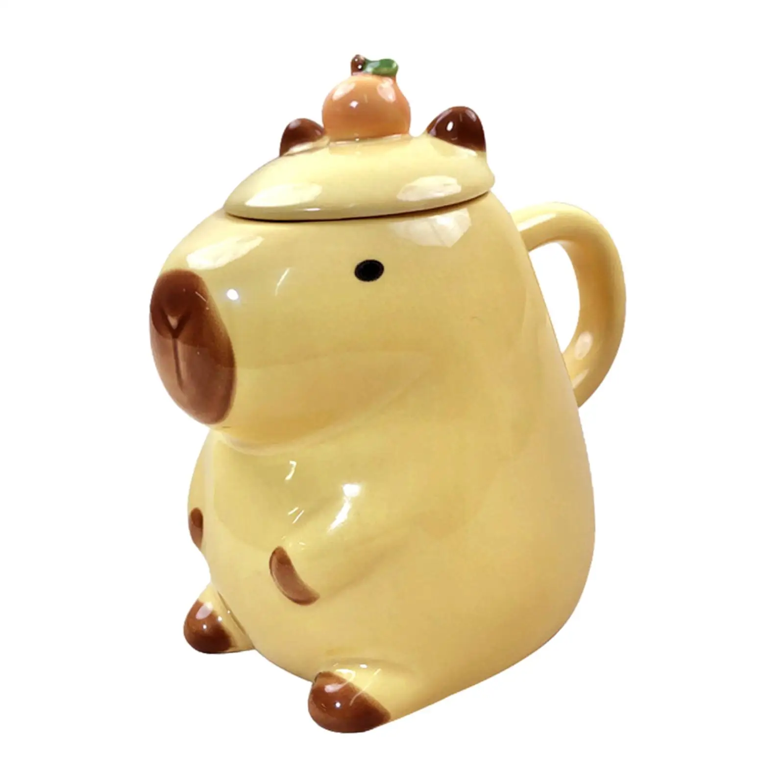 Cartoon Capybara Mug – Kids Gift Ceramic Coffee Mug for Adults (450ml) with a Lid, Perfect for Holiday Parties, Desk