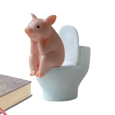 Cartoon Pig Desktop Ornaments Piggy Sitting On Toilet Figure Miniature Animal Decoration Creative Toy Kids Gift Desktop Cartoon Pig Desktop Ornaments Piggy Sitting On Toilet Figure Miniature Animal Decoration Creative Toy Kids Gift Desktop