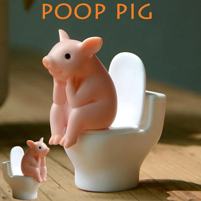Cartoon Pig Desktop Ornaments Piggy Sitting On Toilet Figure Miniature Animal Decoration Creative Toy Kids Gift Desktop Cartoon Pig Desktop Ornaments Piggy Sitting On Toilet Figure Miniature Animal Decoration Creative Toy Kids Gift Desktop