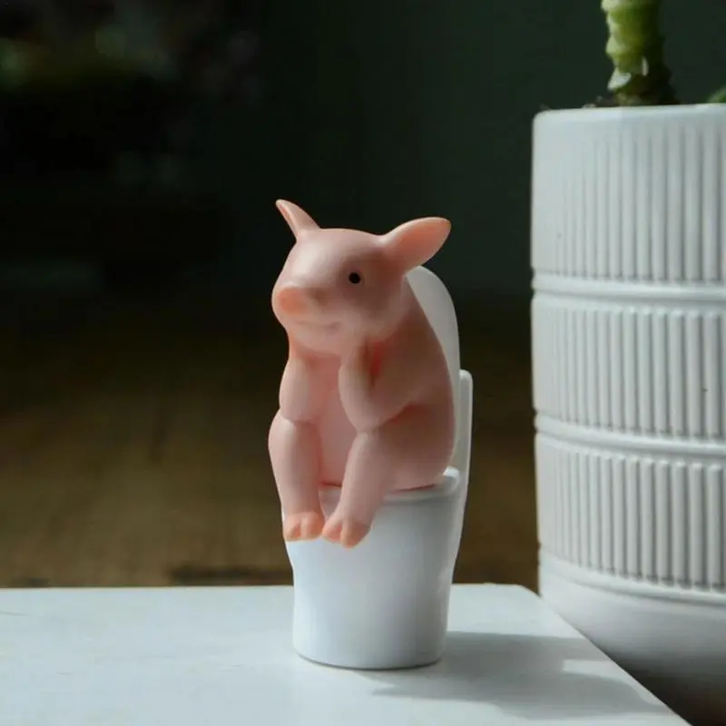 Cartoon Pig Desktop Ornaments Piggy Sitting On Toilet Figure Miniature Animal Decoration Creative Toy Kids Gift Desktop Cartoon Pig Desktop Ornaments Piggy Sitting On Toilet Figure Miniature Animal Decoration Creative Toy Kids Gift Desktop