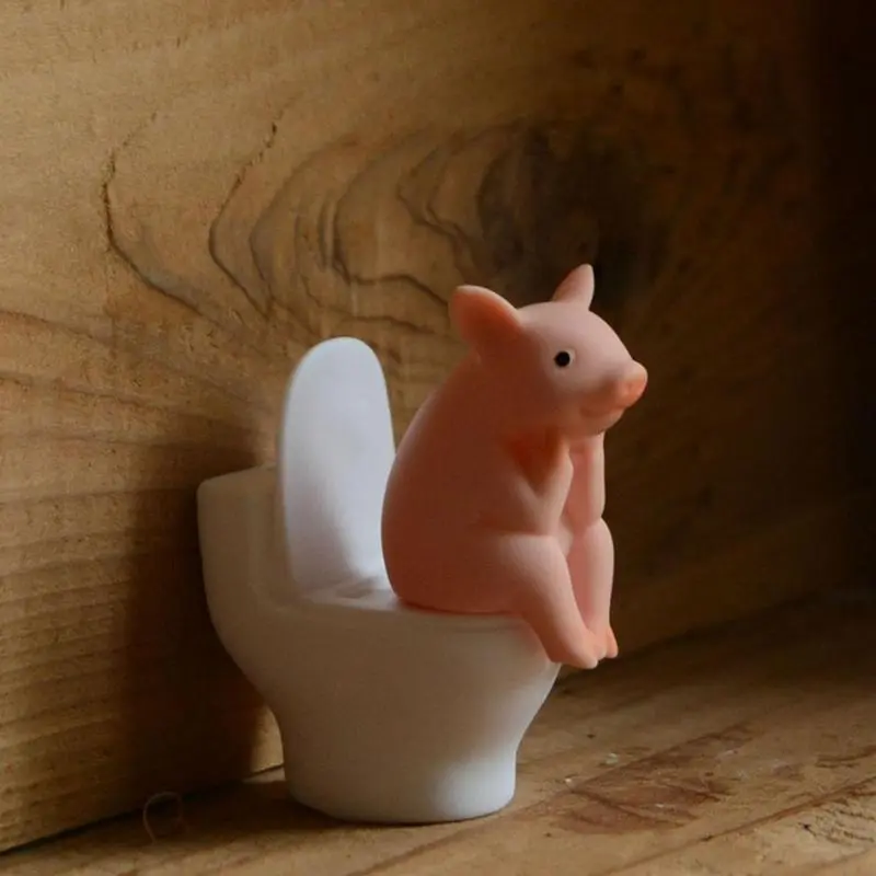 Cartoon Pig Desktop Ornaments Piggy Sitting On Toilet Figure Miniature Animal Decoration Creative Toy Kids Gift Desktop Cartoon Pig Desktop Ornaments Piggy Sitting On Toilet Figure Miniature Animal Decoration Creative Toy Kids Gift Desktop