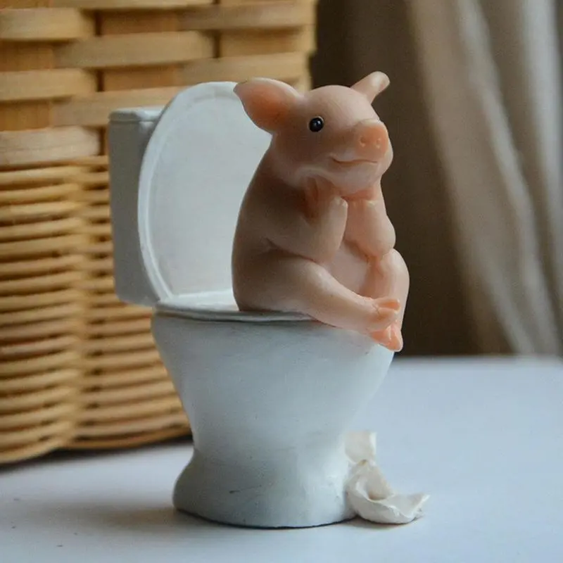 Cartoon Pig Desktop Ornaments Piggy Sitting On Toilet Figure Miniature Animal Decoration Creative Toy Kids Gift Desktop Cartoon Pig Desktop Ornaments Piggy Sitting On Toilet Figure Miniature Animal Decoration Creative Toy Kids Gift Desktop