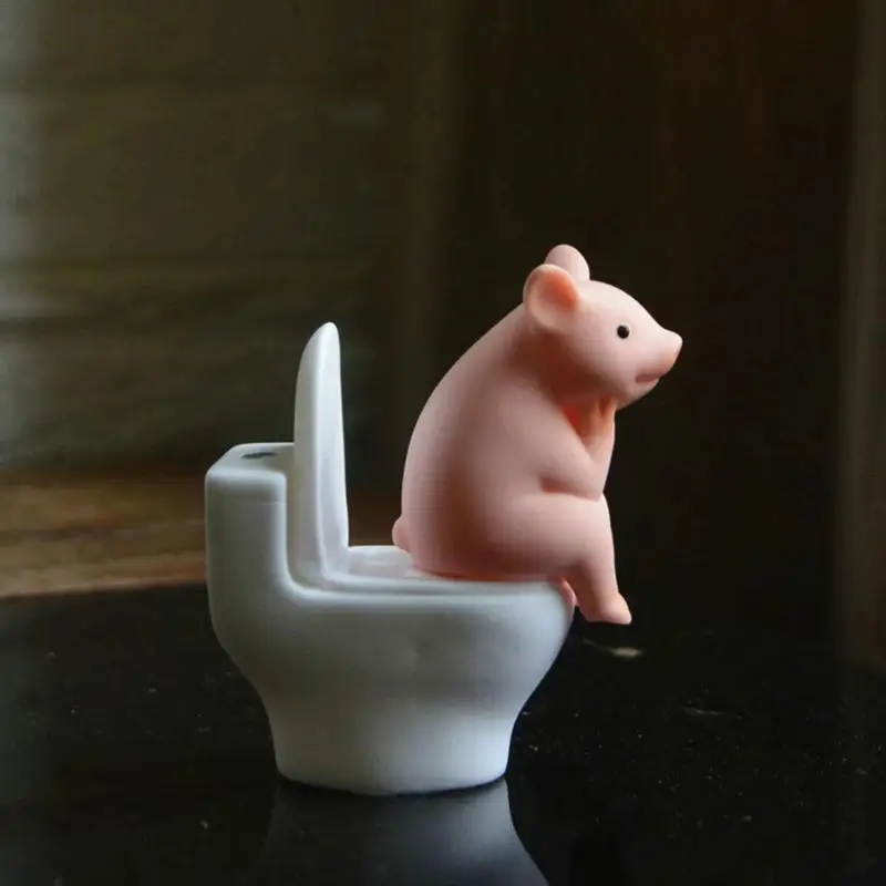 Cartoon Pig Desktop Ornaments Piggy Sitting On Toilet Figure Miniature Animal Decoration Creative Toy Kids Gift Desktop Cartoon Pig Desktop Ornaments Piggy Sitting On Toilet Figure Miniature Animal Decoration Creative Toy Kids Gift Desktop