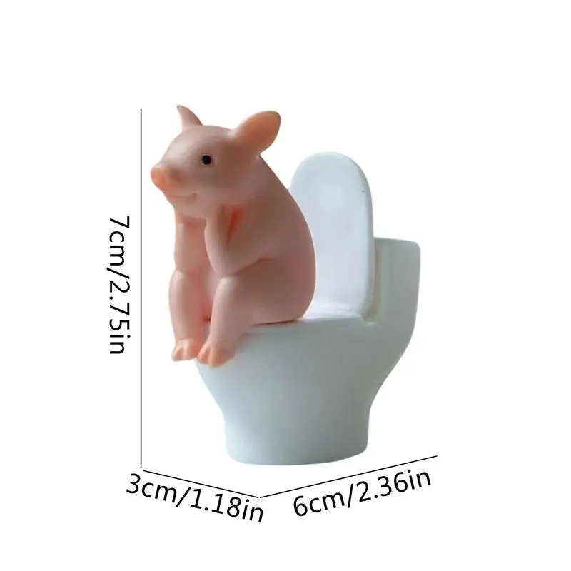 Cartoon Pig Desktop Ornaments Piggy Sitting On Toilet Figure Miniature Animal Decoration Creative Toy Kids Gift Desktop Cartoon Pig Desktop Ornaments Piggy Sitting On Toilet Figure Miniature Animal Decoration Creative Toy Kids Gift Desktop
