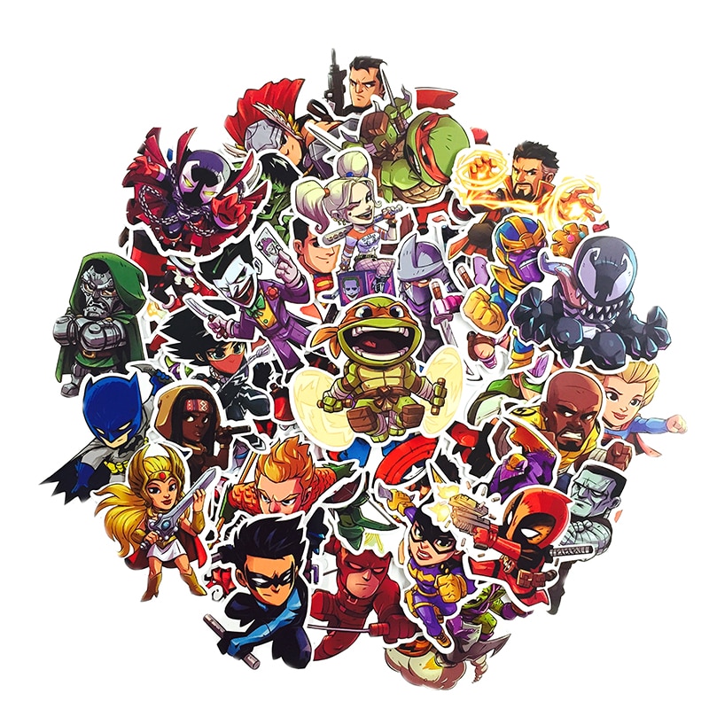 Cartoon Stickers Marvel DC Characters
