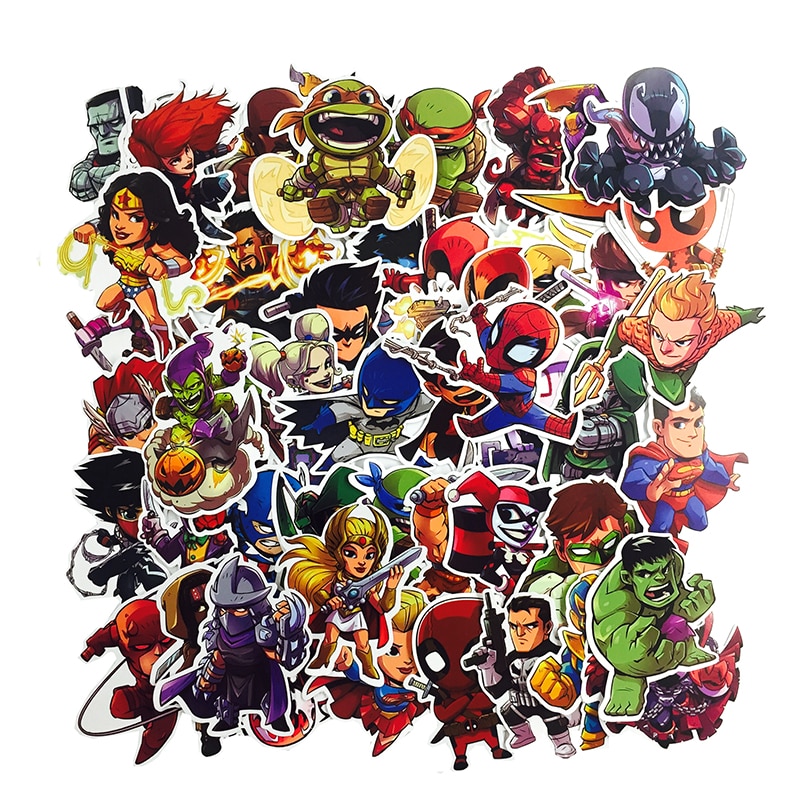 Cartoon Stickers Marvel DC Characters