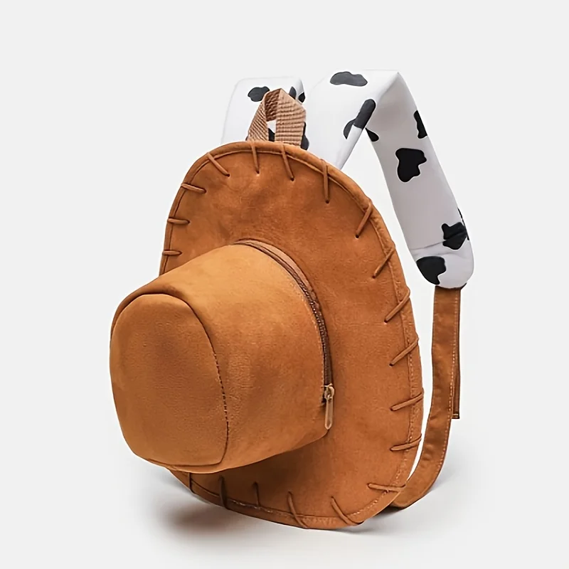 Cartoon Toy Story Woody Hat Backpack Cute Large Capacity Travel Backpack Cow Print Straps Unisex Backpack Travel