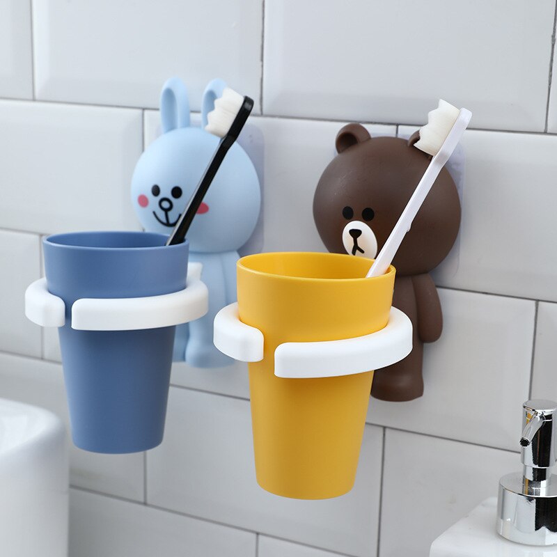 Cartoon Wall Mount Tooth Brushing Cup