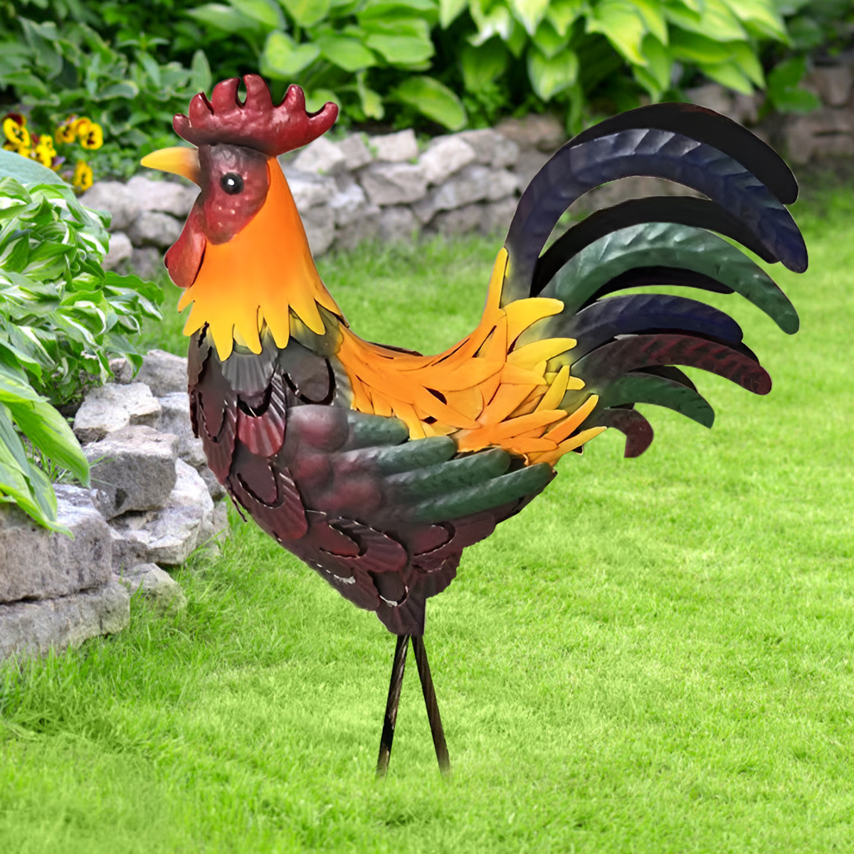 Carved Iron Outdoor Rooster Statue Carved Iron Outdoor Rooster Statue