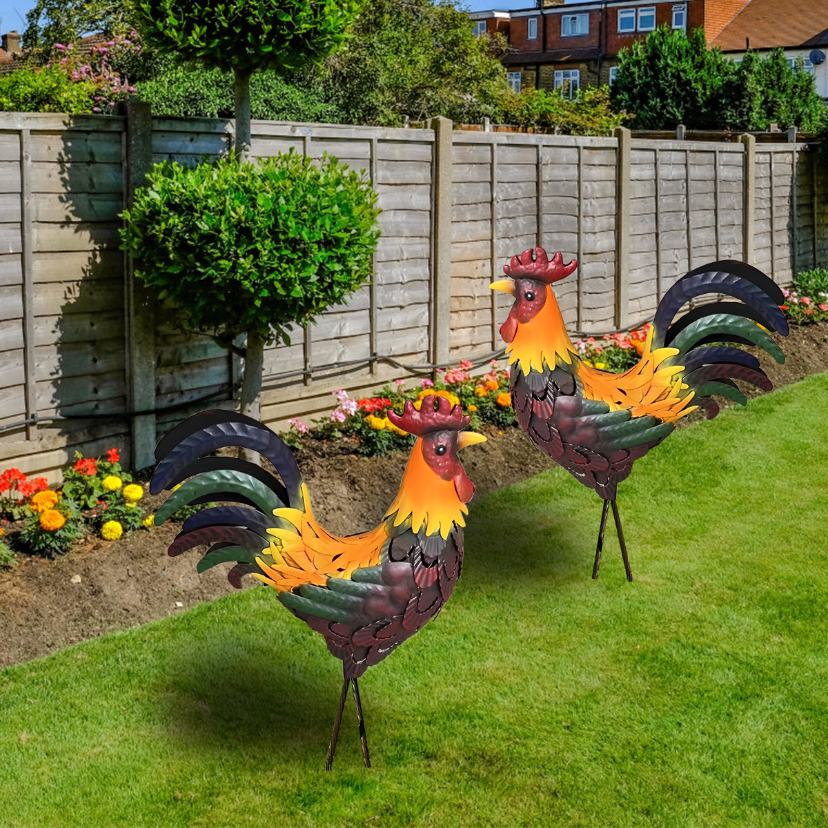 Carved Iron Outdoor Rooster Statue Carved Iron Outdoor Rooster Statue