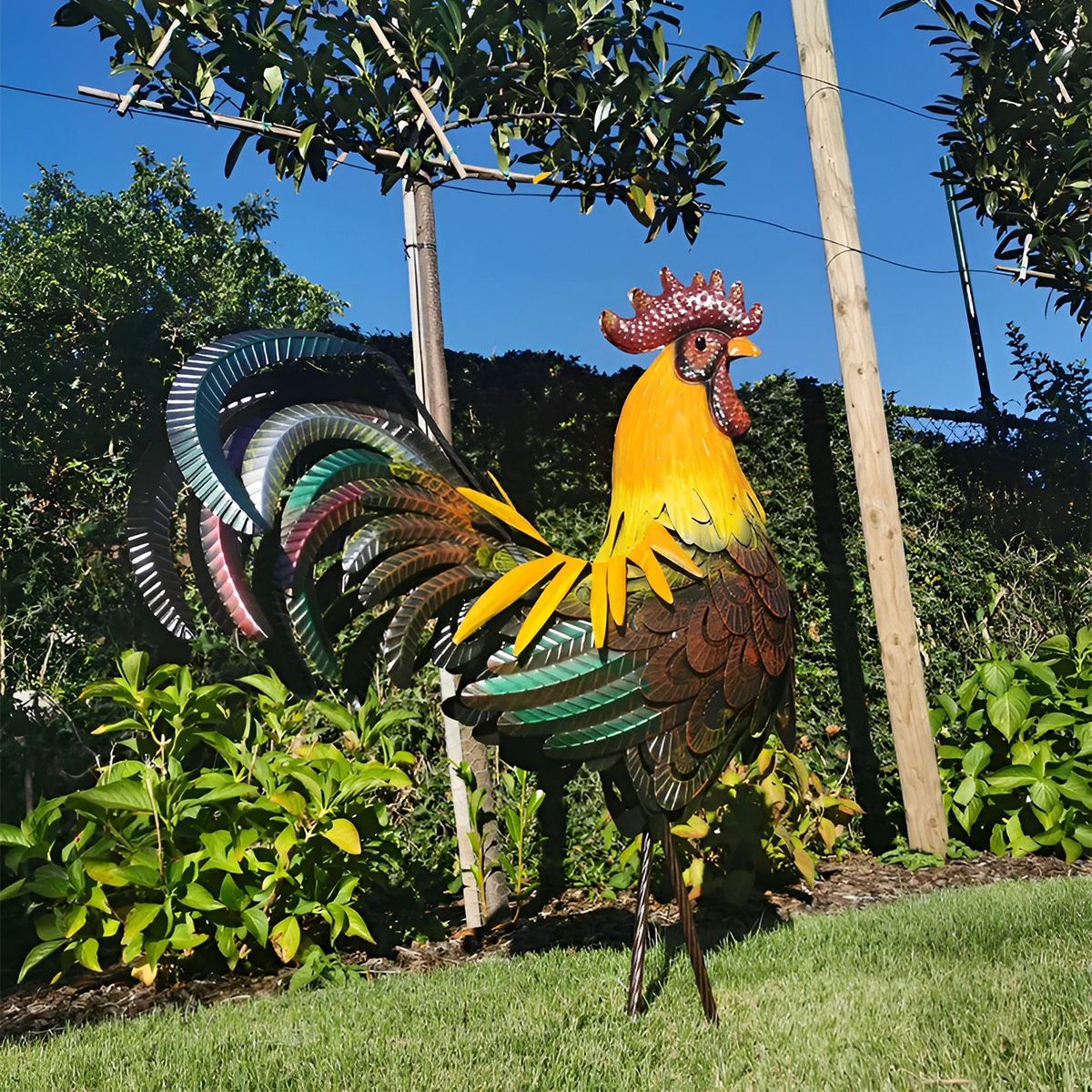 Carved Iron Outdoor Rooster Statue Carved Iron Outdoor Rooster Statue