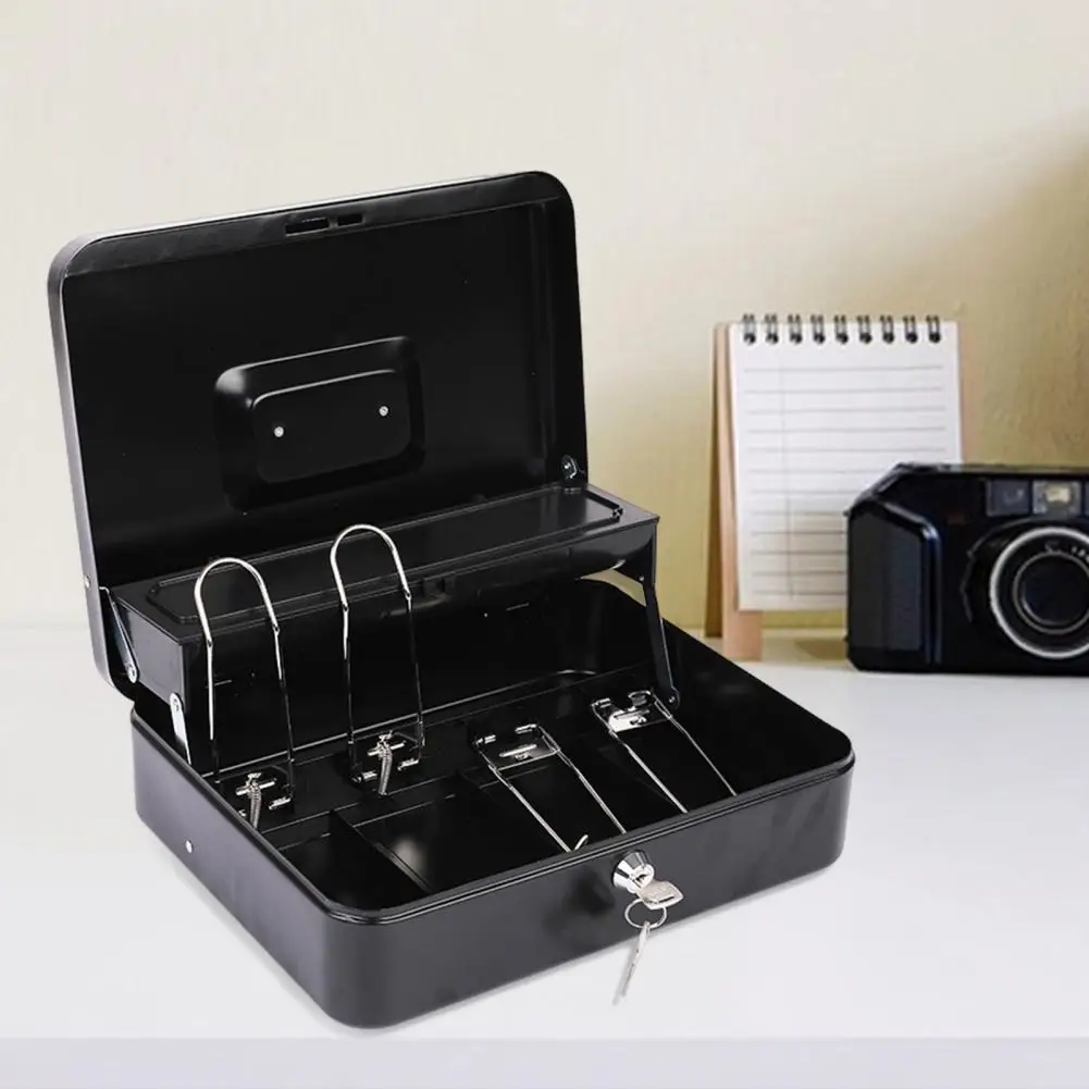 Cashier Box With 2 Keys Multi Money Trays Cantilever Design Locking Cash Box Coin Compartments Unbreakable Money Box