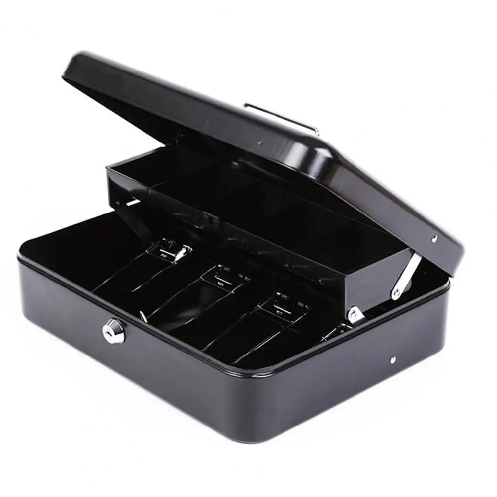 Cashier Box With 2 Keys Multi Money Trays Cantilever Design Locking Cash Box Coin Compartments Unbreakable Money Box