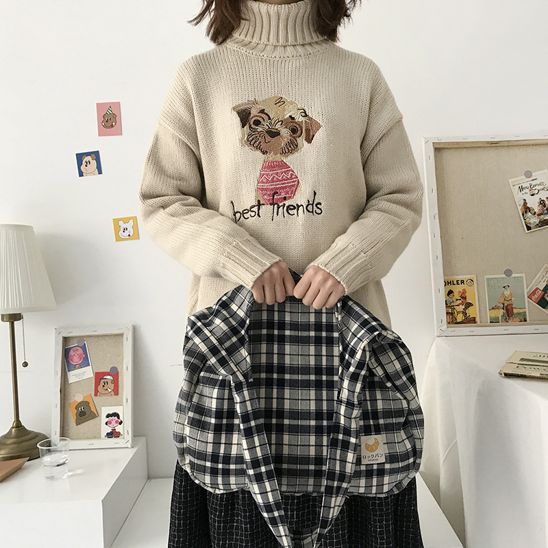 Casual Fabric Plaid Tote Bag
