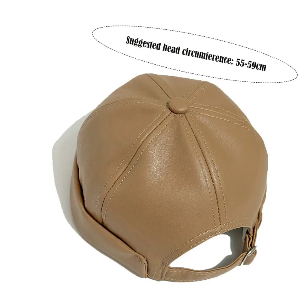 Casual Retro Brimless Hat PU Leather Adjustable Melon Skin Caps Solid Color Docker Cap Autumn Winter Casual Retro Brimless Hat PU Leather Adjustable Melon Skin Caps Solid Color Docker Cap Autumn Winter