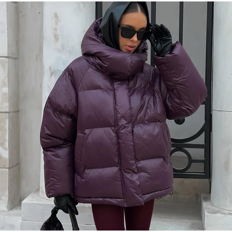 Casual Waist-cinching Thicken Cotton Coat Women Fashion Hooded Zipper Lace Up Long Sleeve Coats 2025 Winter Warm Lady
