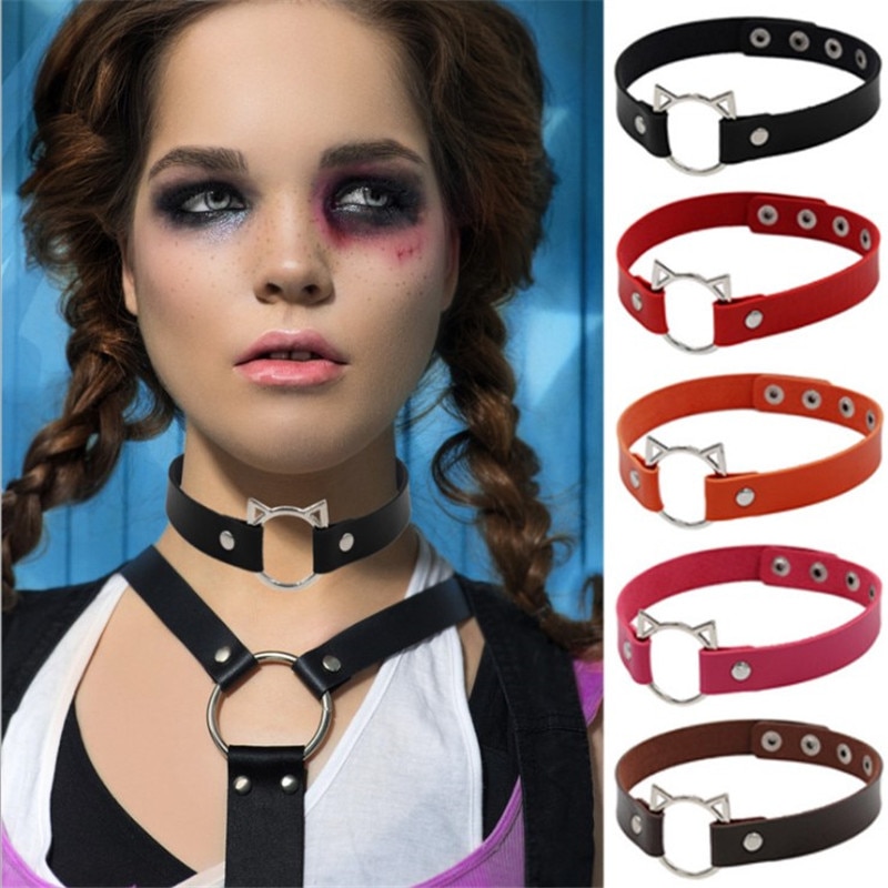 Cat Choker Leather Neck Jewelry Cat Choker Leather Neck Jewelry