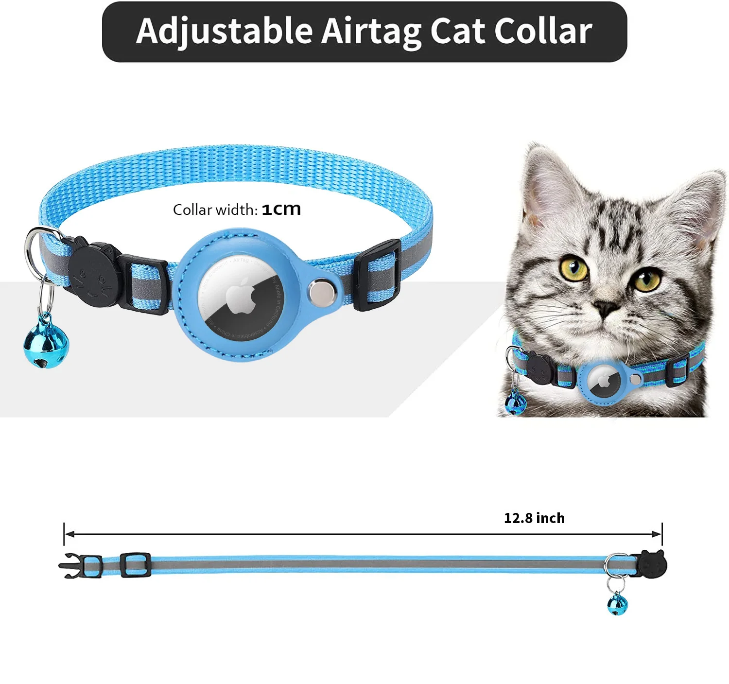 Cat Collar with Airtag Holder Protective Case for Anti Lost Locator Tracker Dog Accessories Reflective Pet Collars