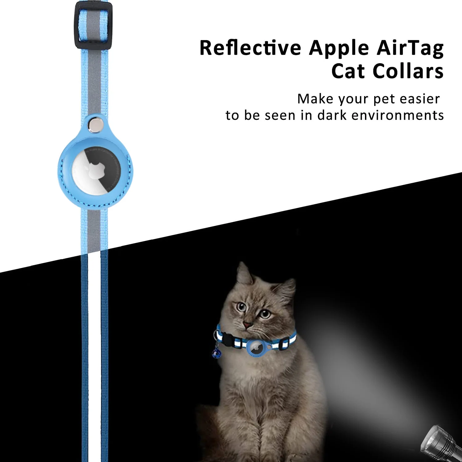 Cat Collar with Airtag Holder Protective Case for Anti Lost Locator Tracker Dog Accessories Reflective Pet Collars