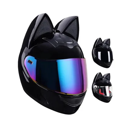 Cat Ear Motorcycle Helmet For Women Full Face Motocross Motorbike Men's Moto Helmet Breathable DOT Certification Cat Ear Motorcycle Helmet For Women Full Face Motocross Motorbike Men's Moto Helmet Breathable DOT Certification