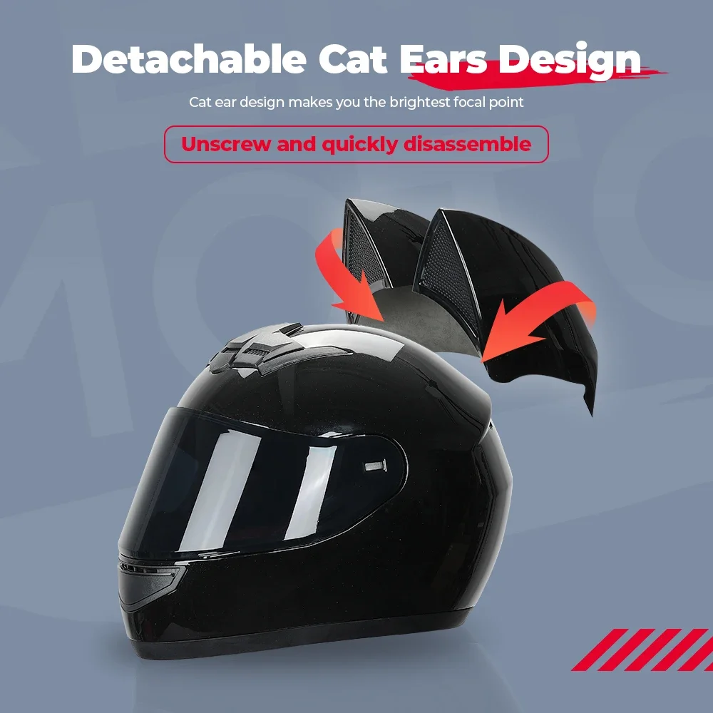 Cat Ear Motorcycle Helmet For Women Full Face Motocross Motorbike Men's Moto Helmet Breathable DOT Certification Cat Ear Motorcycle Helmet For Women Full Face Motocross Motorbike Men's Moto Helmet Breathable DOT Certification