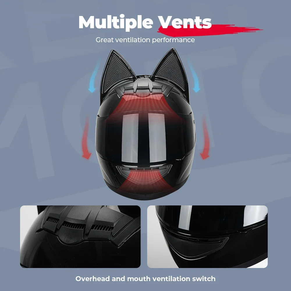 Cat Ear Motorcycle Helmet For Women Full Face Motocross Motorbike Men's Moto Helmet Breathable DOT Certification Cat Ear Motorcycle Helmet For Women Full Face Motocross Motorbike Men's Moto Helmet Breathable DOT Certification
