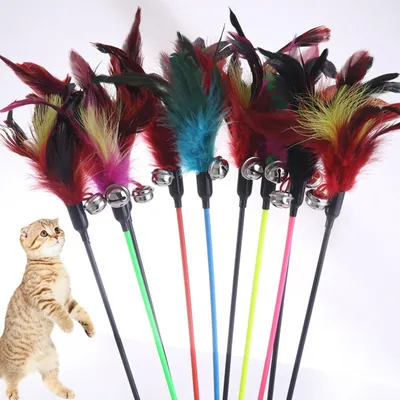 Cat Feather Wand Pet Toy Stick Cat Feather Wand Pet Toy Stick