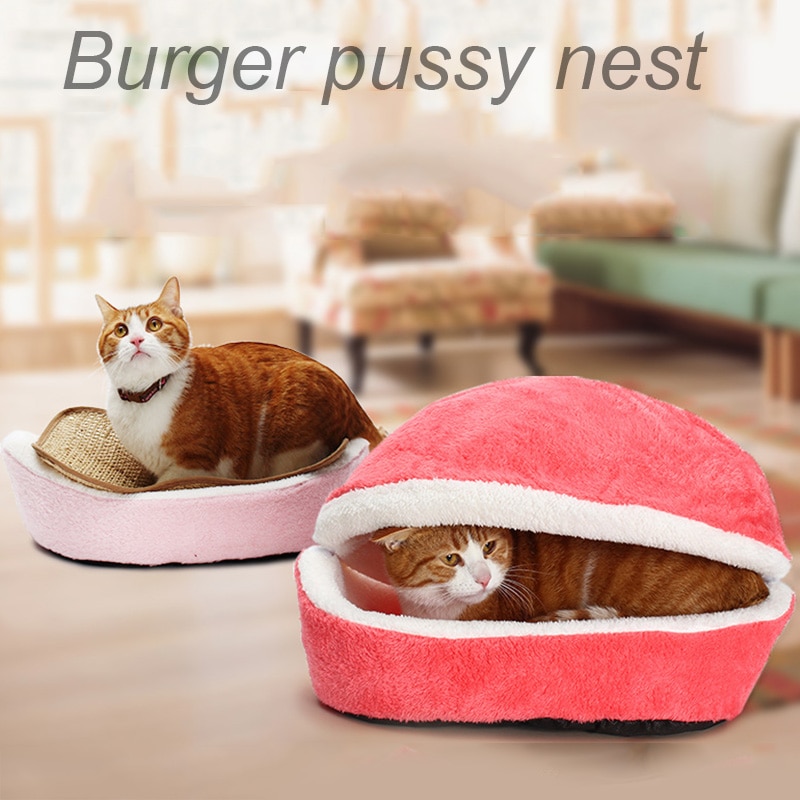 Cat Hamburger Bed Soft Pet Cushion Cat Hamburger Bed Soft Pet Cushion