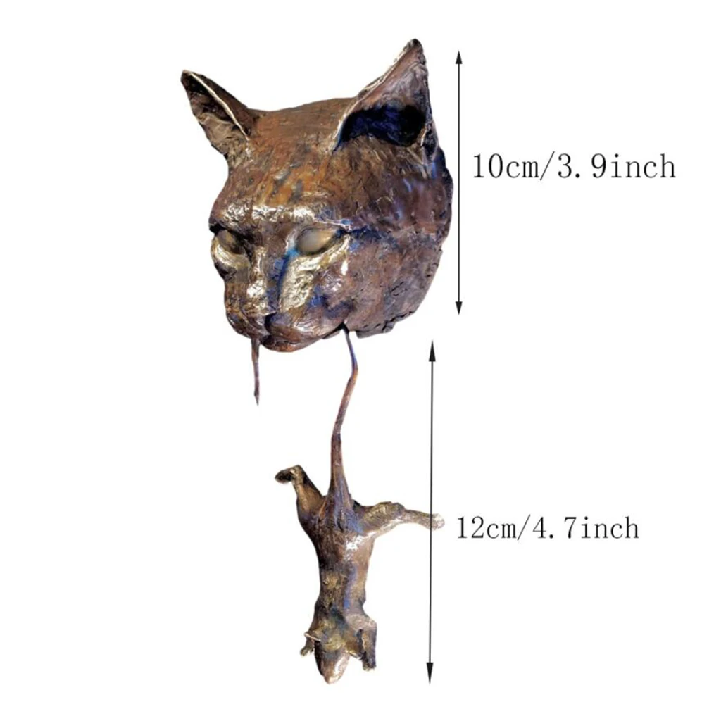 Cat Head and Mouse Door Knocker or Wall Resin Sculpture Ornament Resin Pest Repellent Mouse Statue for Door Pile