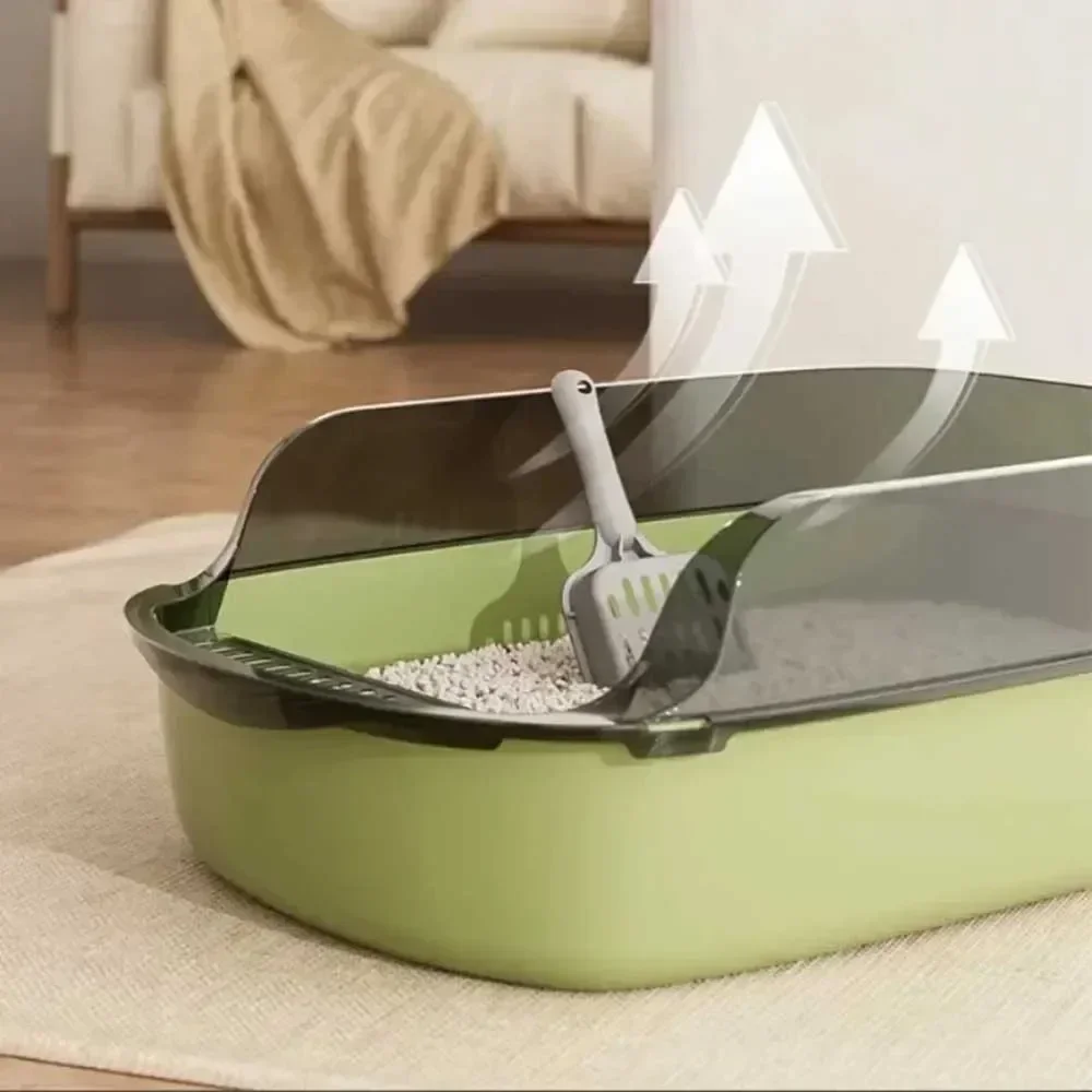 Cat Litter Box Thickening Kitty Sandbox Semi-enclosed High Side Splashproof Pet Bedpans with Litter Scoop Cleaning Cat