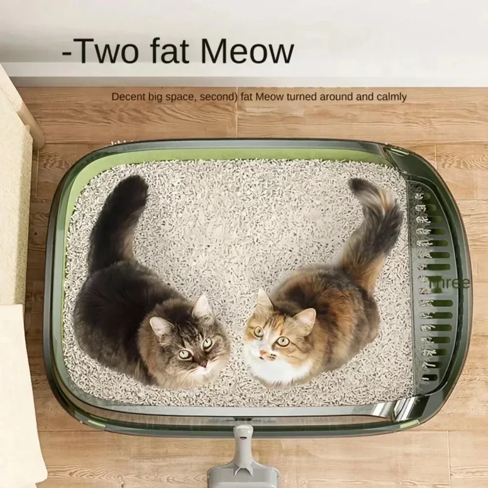 Cat Litter Box Thickening Kitty Sandbox Semi-enclosed High Side Splashproof Pet Bedpans with Litter Scoop Cleaning Cat