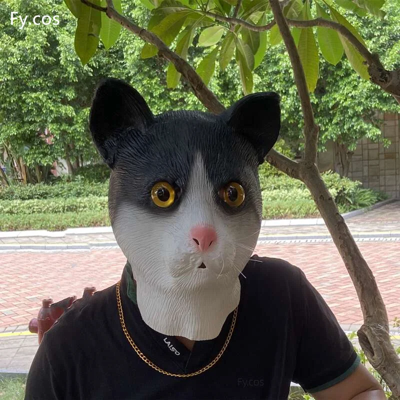 Cat Mask Novelties Carnival Costume Party Prop Cosplay Funny Head Latex Full Face