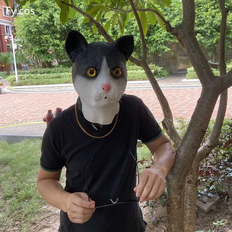 Cat Mask Novelties Carnival Costume Party Prop Cosplay Funny Head Latex Full Face