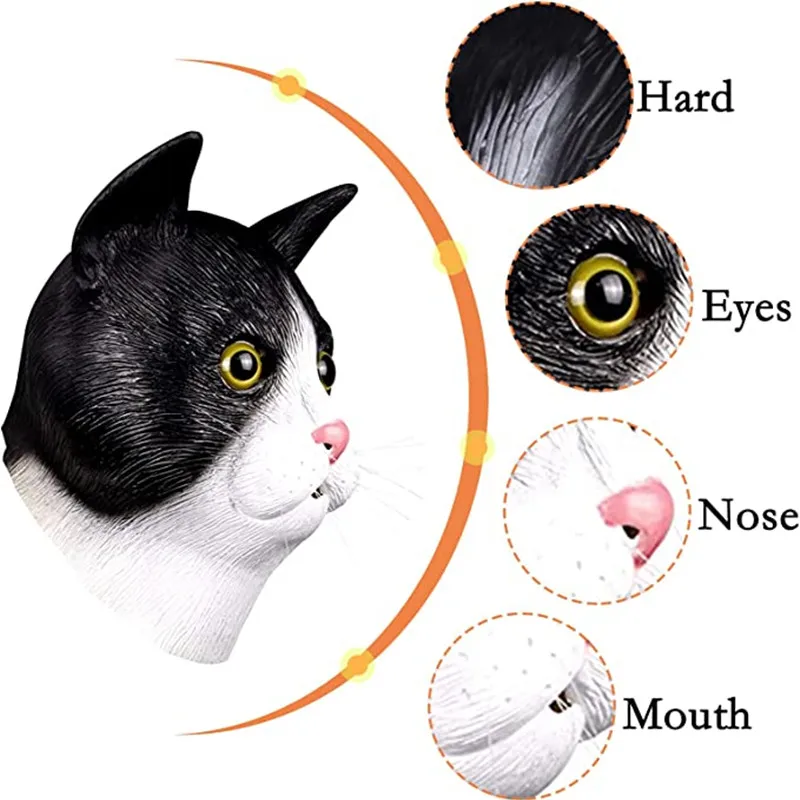 Cat Mask Novelties Carnival Costume Party Prop Cosplay Funny Head Latex Full Face