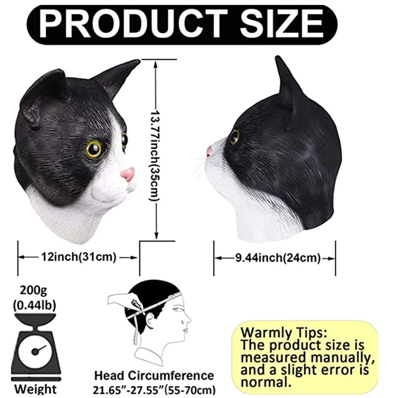 Cat Mask Novelties Carnival Costume Party Prop Cosplay Funny Head Latex Full Face