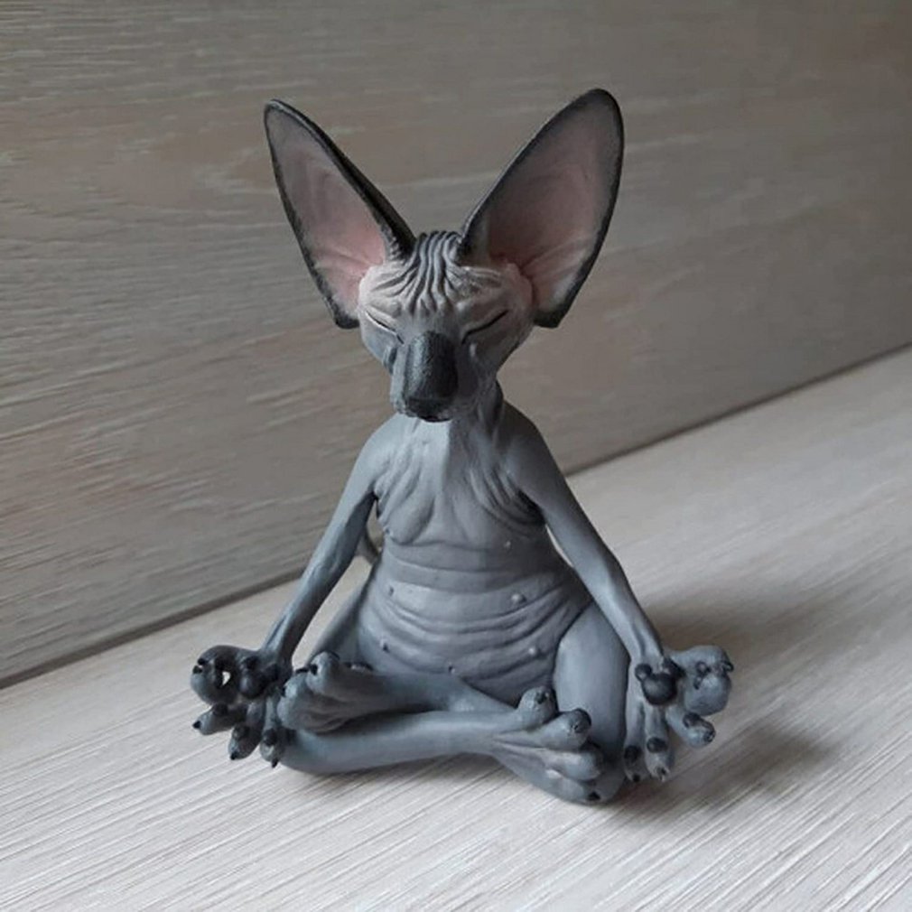 Cat Meditating Statue Home Decor